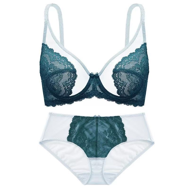 Sheer Floral Lace Support Bra Set