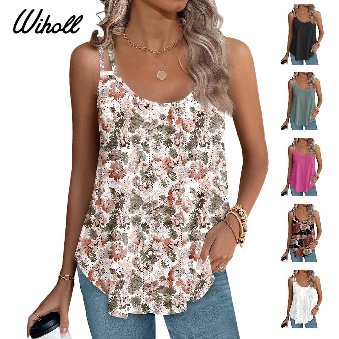 Women's V-Neck Babydoll Tank Tops - Flowy Sleeveless Summer Blouse