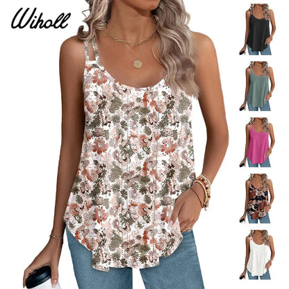 Women's V-Neck Babydoll Tank Tops - Flowy Sleeveless Summer Blouse