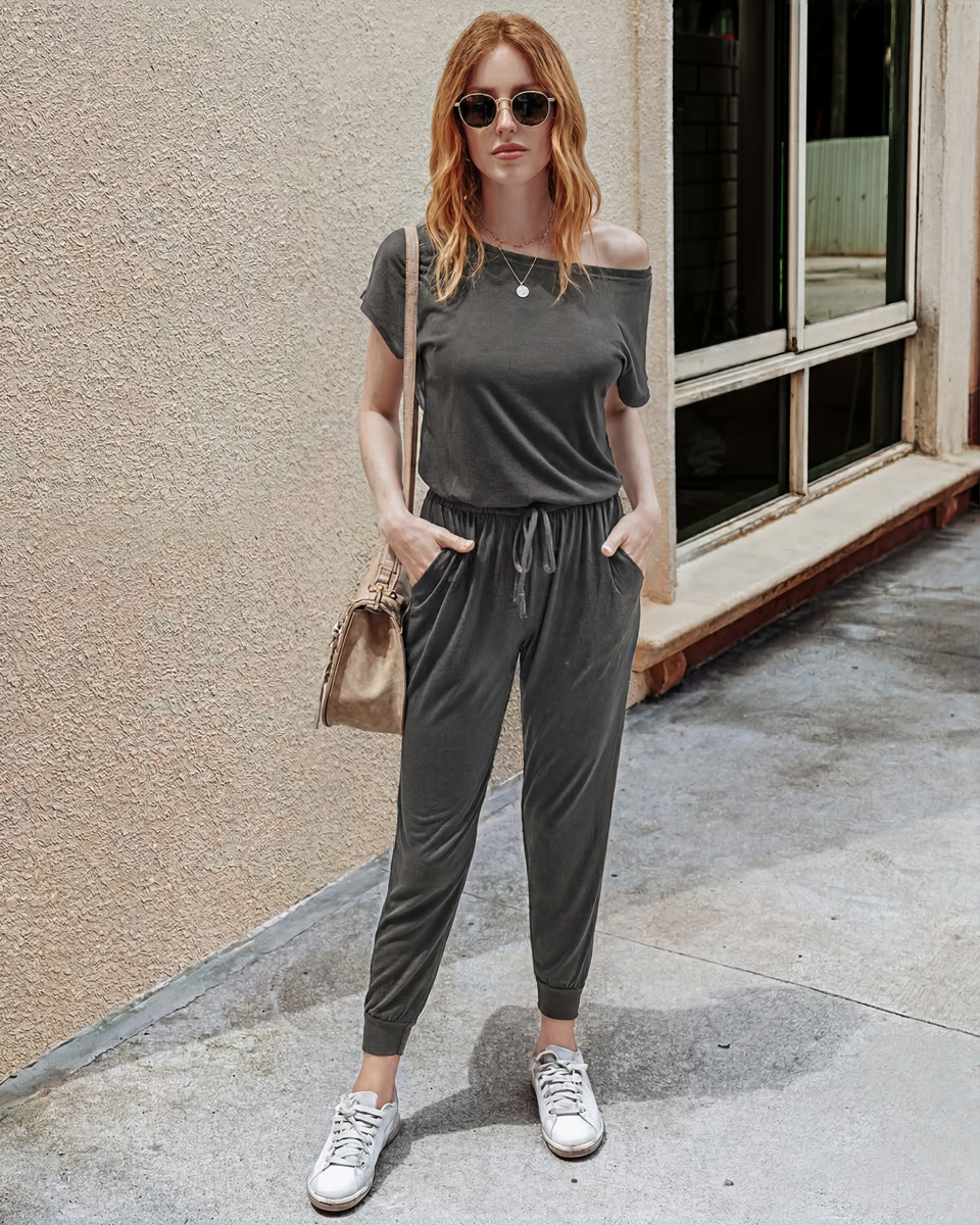 (S-3XL) Women's Plus Size Off Shoulder Stretchy Jumpsuit