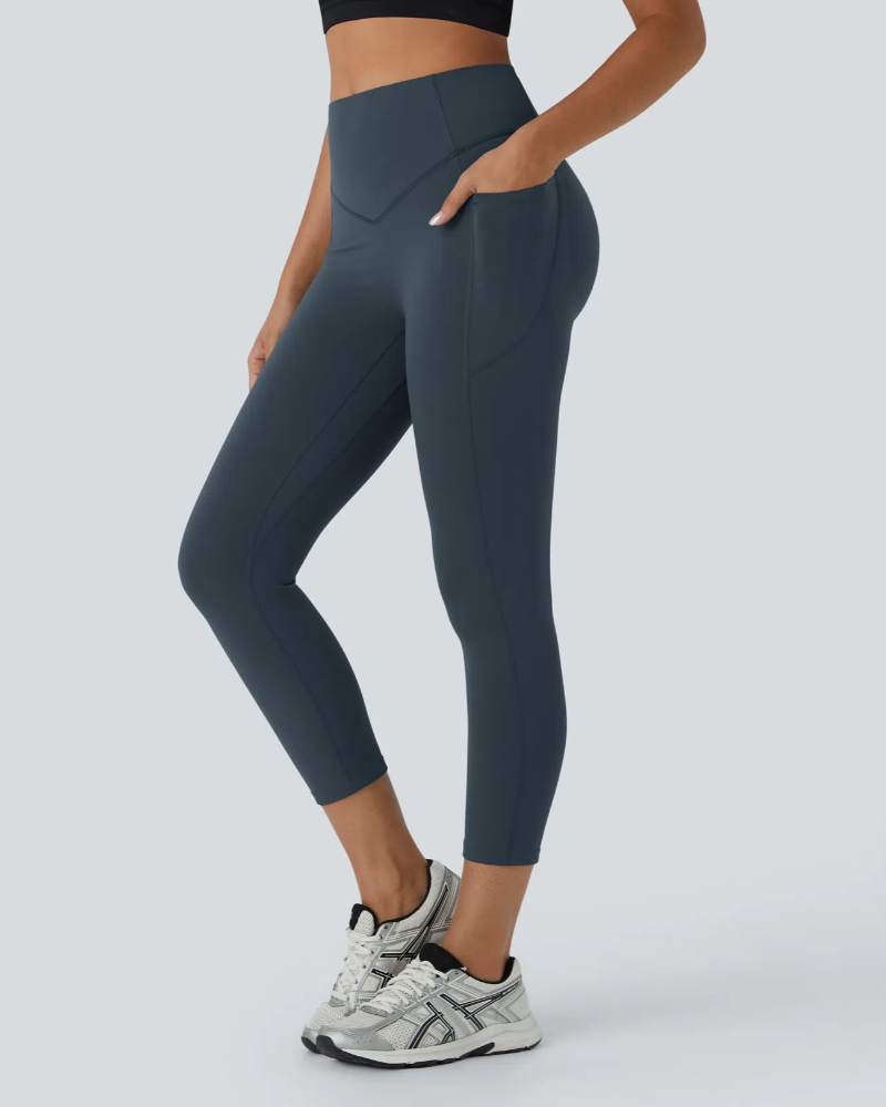 ⚡Flash Sale⚡High Waist Capri Leggings with Tummy Control and Pockets