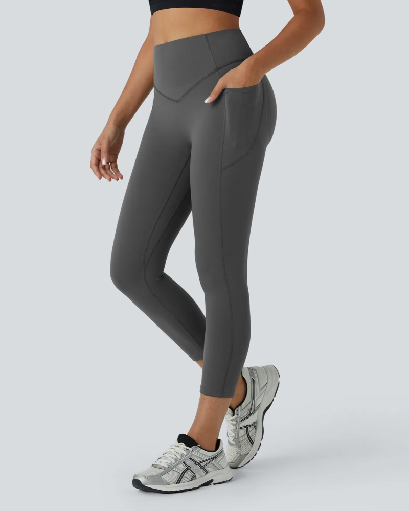 ⚡Flash Sale⚡High Waist Capri Leggings with Tummy Control and Pockets