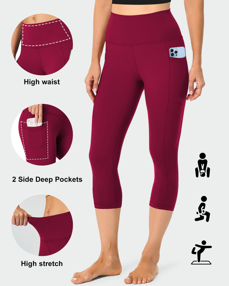 ⚡Flash Sale⚡High Waist Capri Leggings with Tummy Control and Pockets