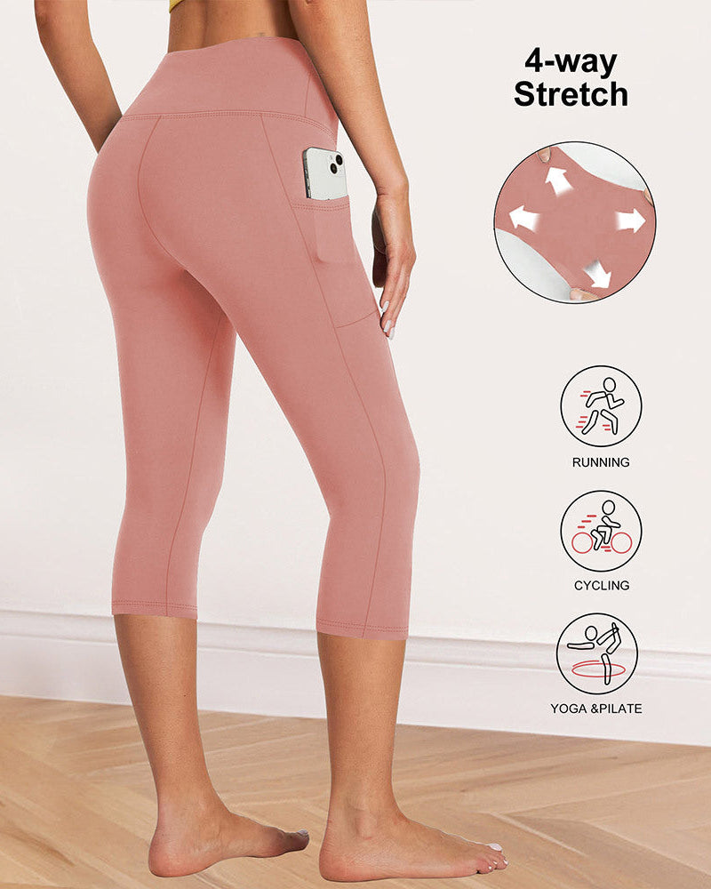 ⚡Flash Sale⚡High Waist Capri Leggings with Tummy Control and Pockets