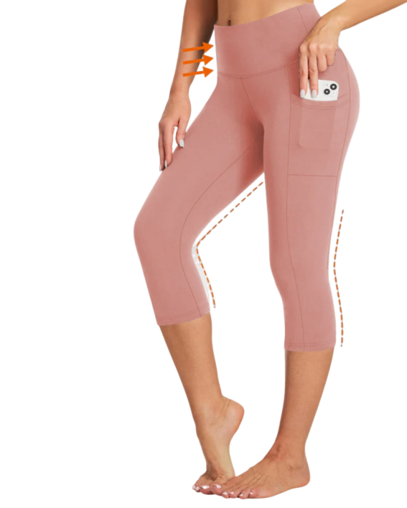 ⚡Flash Sale⚡High Waist Capri Leggings with Tummy Control and Pockets