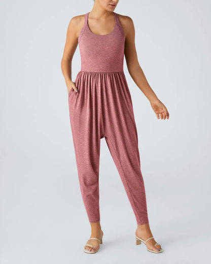 U Neck Pocket Harem Casual Jumpsuit-Easy Peezy Edition