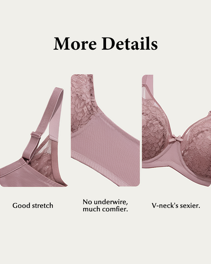 Full Coverage Lace Minimizer Bra - Petal