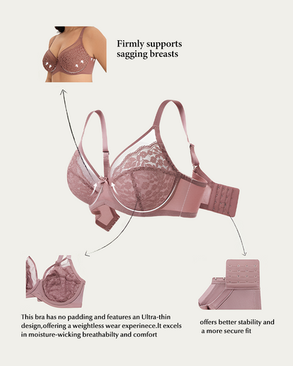 Full Coverage Lace Minimizer Bra - Petal