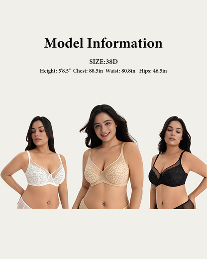 Full Coverage Lace Minimizer Bra - Petal