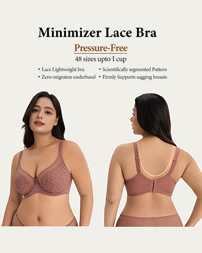 Full Coverage Lace Minimizer Bra - Petal
