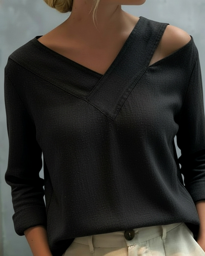 Stylish V-Neck Off-The-Shoulder Top