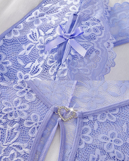 Bridal Whisper Halter Neck Lace crothless Teddy