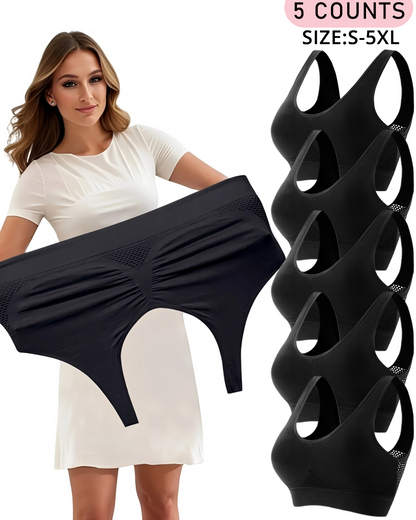 🔥Plus Size Up to 5XL🔥Curvy Breathable Hollow Out Wireless Bra (5 Pack)