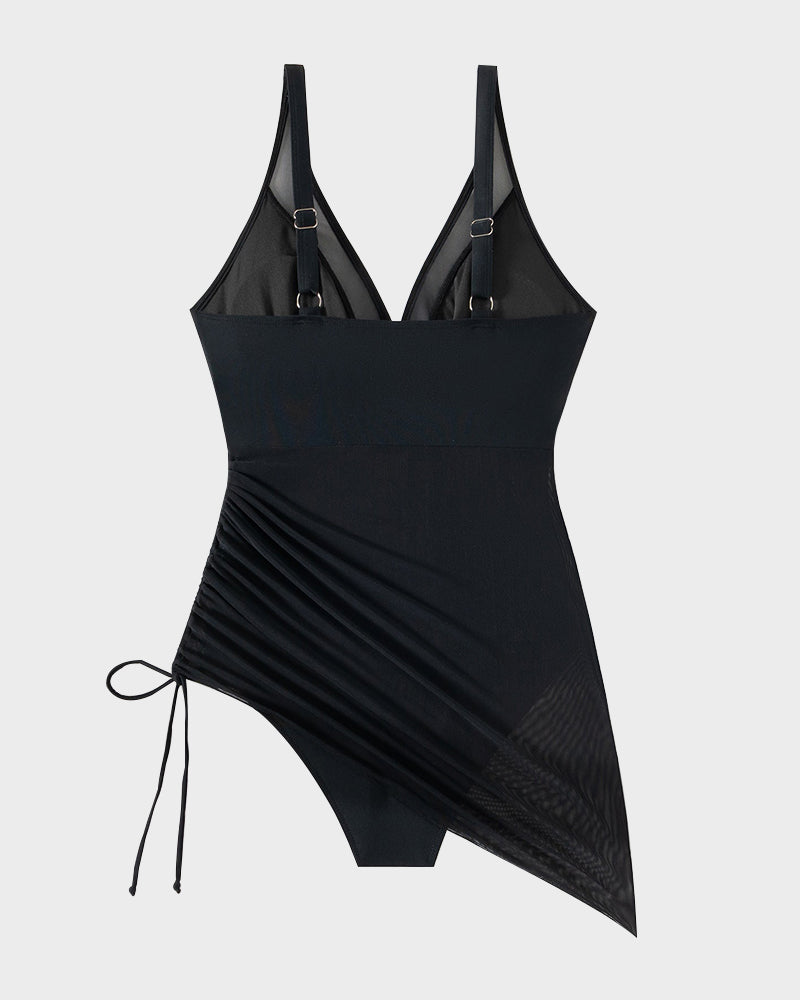 Slimming Mesh Sheer Sarong Wraps Bathing Suit