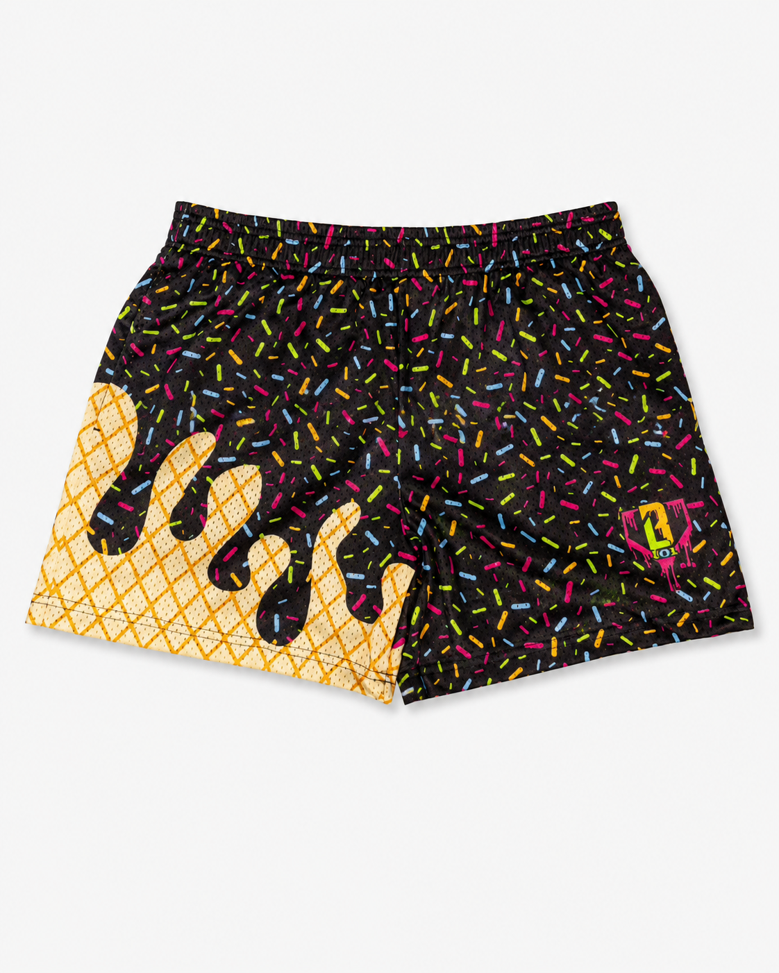 Curve Fit Printed Mesh Shorts for Women