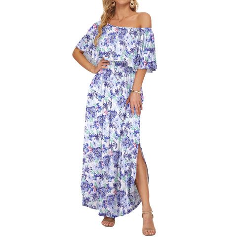 Ruffle Off-Shoulder Summer Maxi Dress