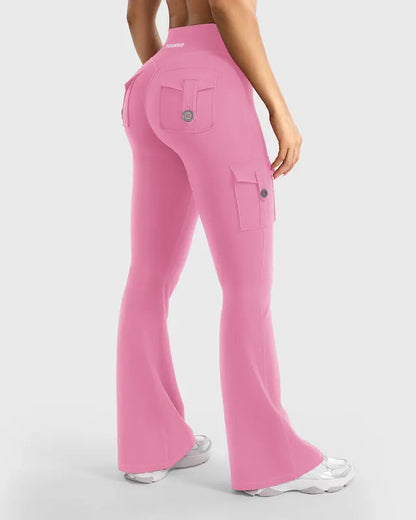 High-Waisted Flare Leggings with Pockets & No Front Seam