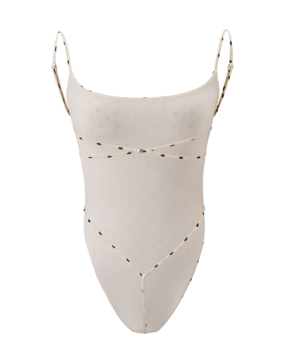 Polka Dot Cutout Backless Thong Bodysuit
