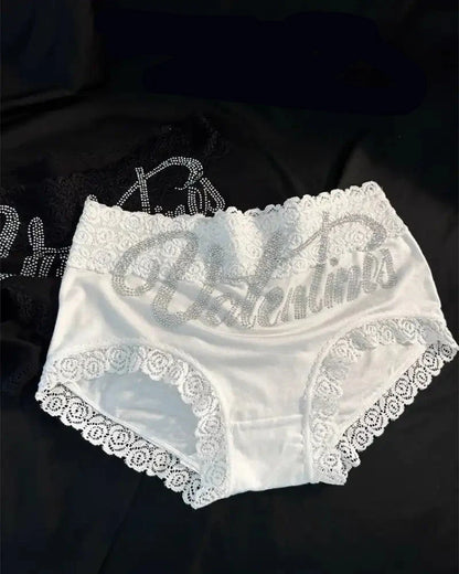 Rhinestone Lace High Waist Seamless Women's Panties