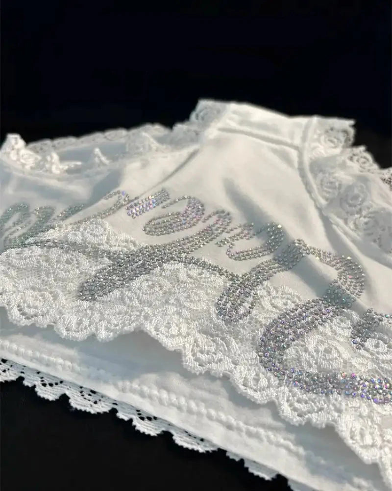 Rhinestone Lace High Waist Seamless Women's Panties