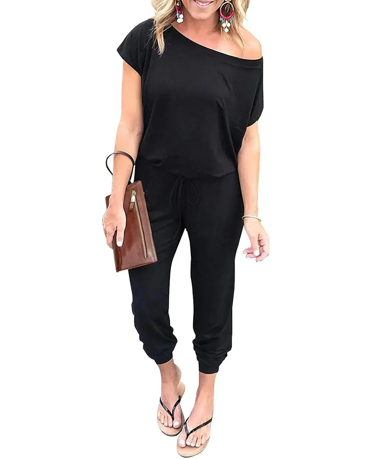 (S-3XL) Women's Plus Size Off Shoulder Stretchy Jumpsuit