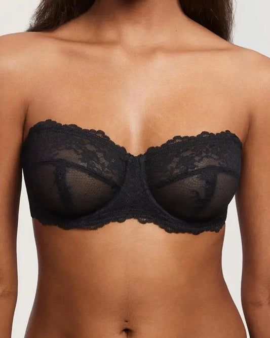 Elegant Lace Strapless Demi Balconette Underwire Bra
