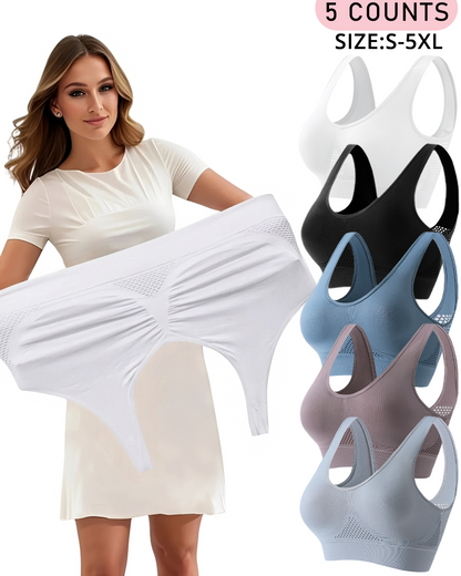 🔥Plus Size Up to 5XL🔥Curvy Breathable Hollow Out Wireless Bra (5 Pack)