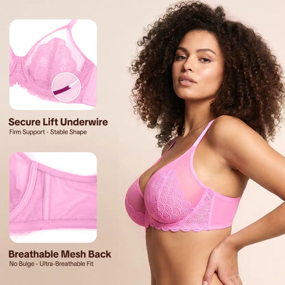 Mermaid Scales Plus Size Lace Underwire Bra