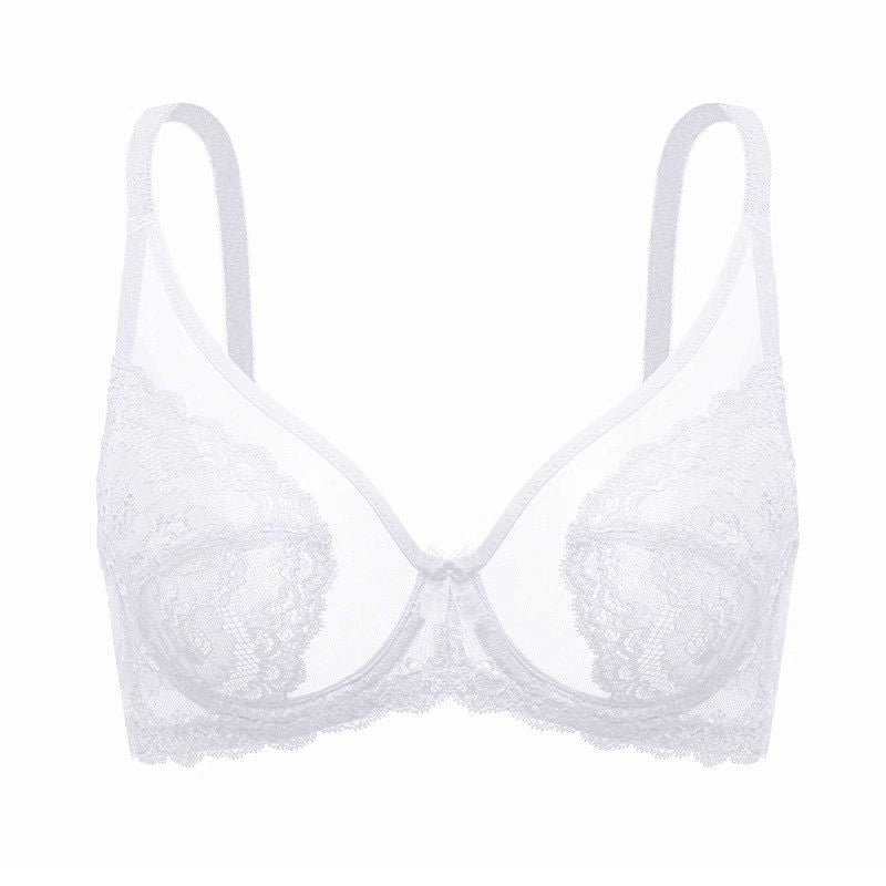 Sheer Floral Lace Support Bra Set