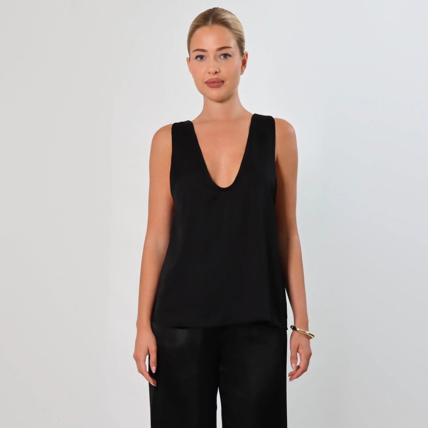 Women’s Deep V Neck Satin Tank Top