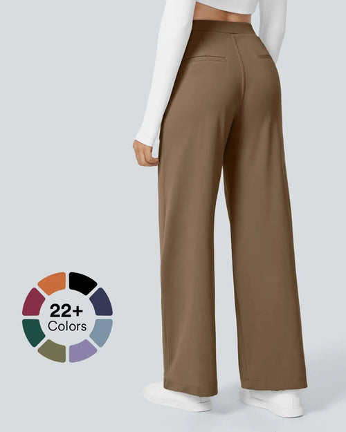 Flex High Waisted Pocket Straight Leg Work Pants