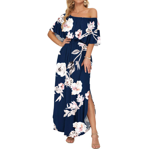 Ruffle Off-Shoulder Summer Maxi Dress
