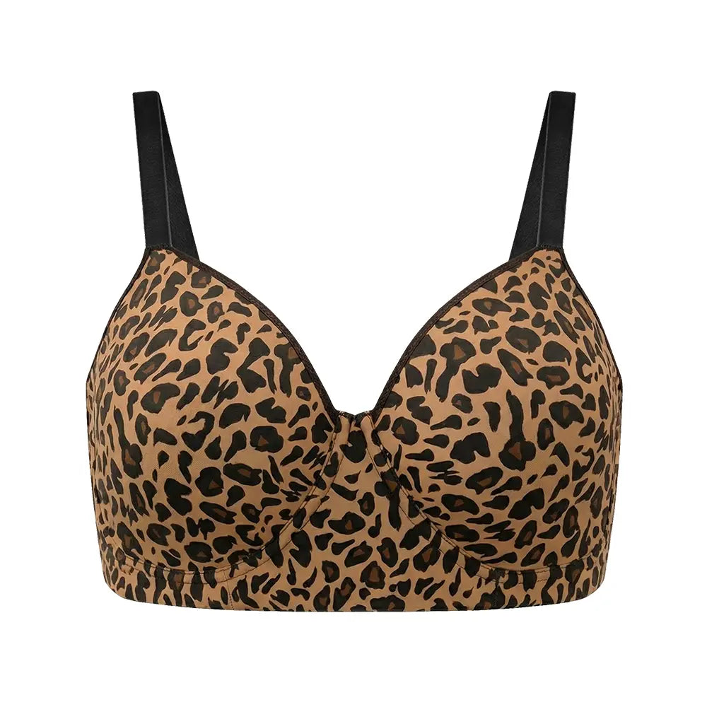Plus Size Leopard Print Seamless Full Coverage Support Bra