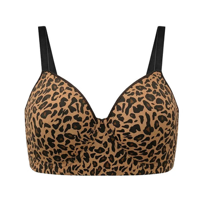 Plus Size Leopard Print Seamless Full Coverage Support Bra