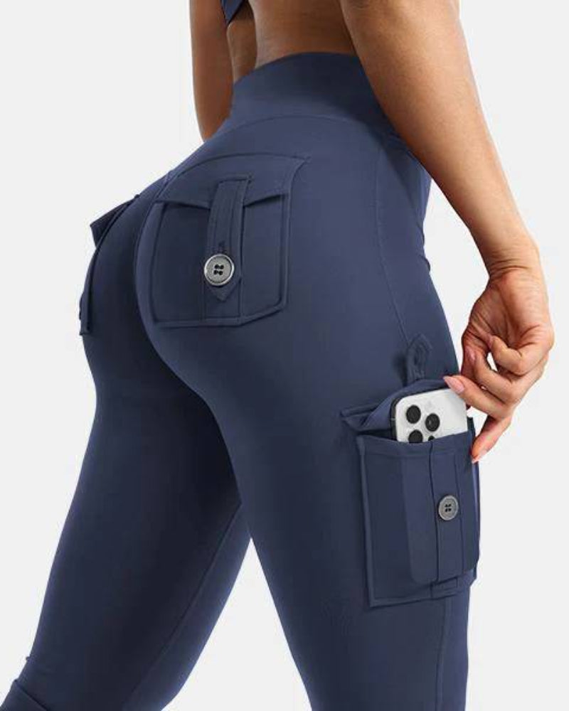 High-Waisted Flare Leggings with Pockets & No Front Seam