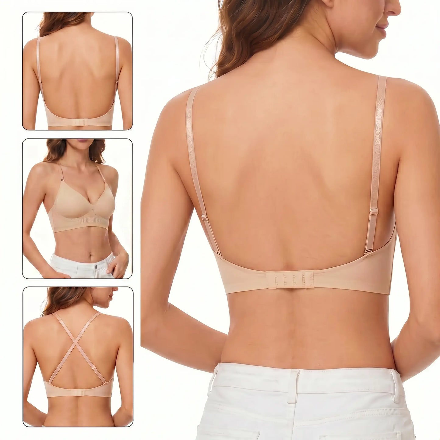 Women's Low Back Backless Seamless Convertible Bra