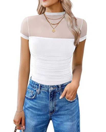 Women's Mesh Short Sleeve Bodysuit