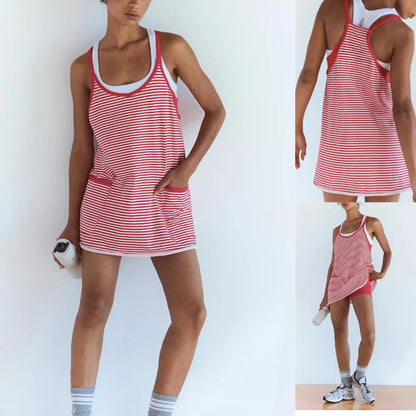 Women's Summer Striped Mini Dress with Built-in Shorts