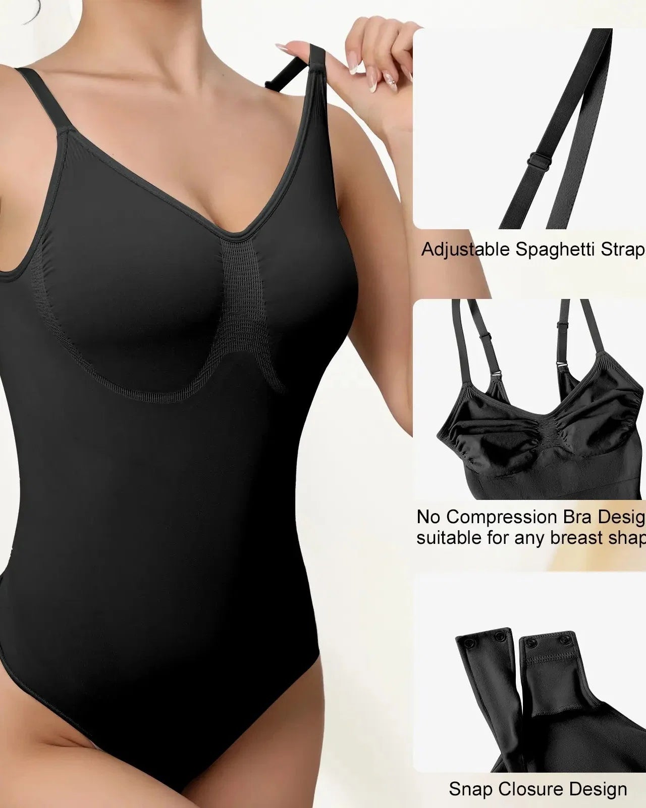 Seamless Open Back Bodysuit Shaper with Adjustable Straps and Smooth Fit