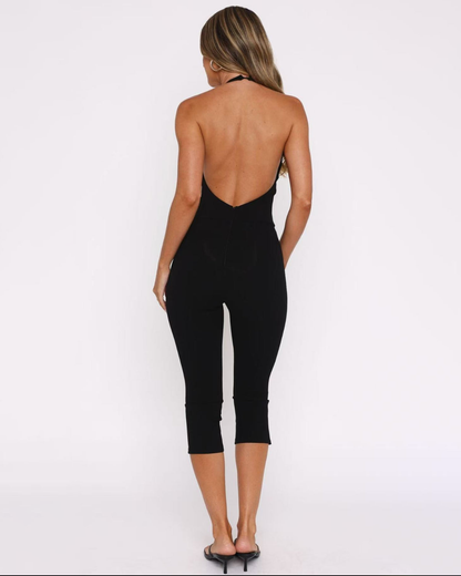 Women Sleeveless Bodycon Capri Jumpsuit
