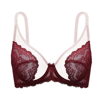 Sheer Floral Lace Support Bra Set