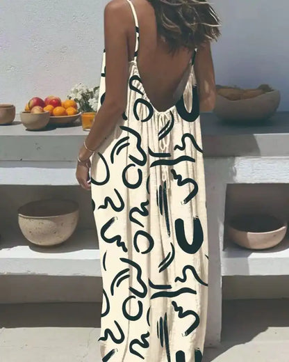 Women's Leopard Print Backless Cami Dress