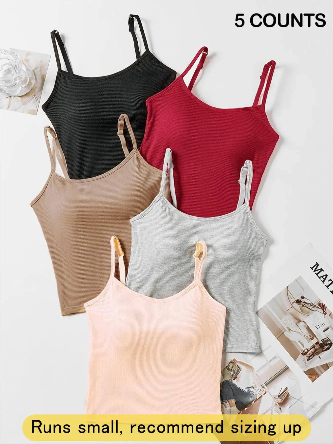 Women's Ribbed Tank Top with Built-In Bra
