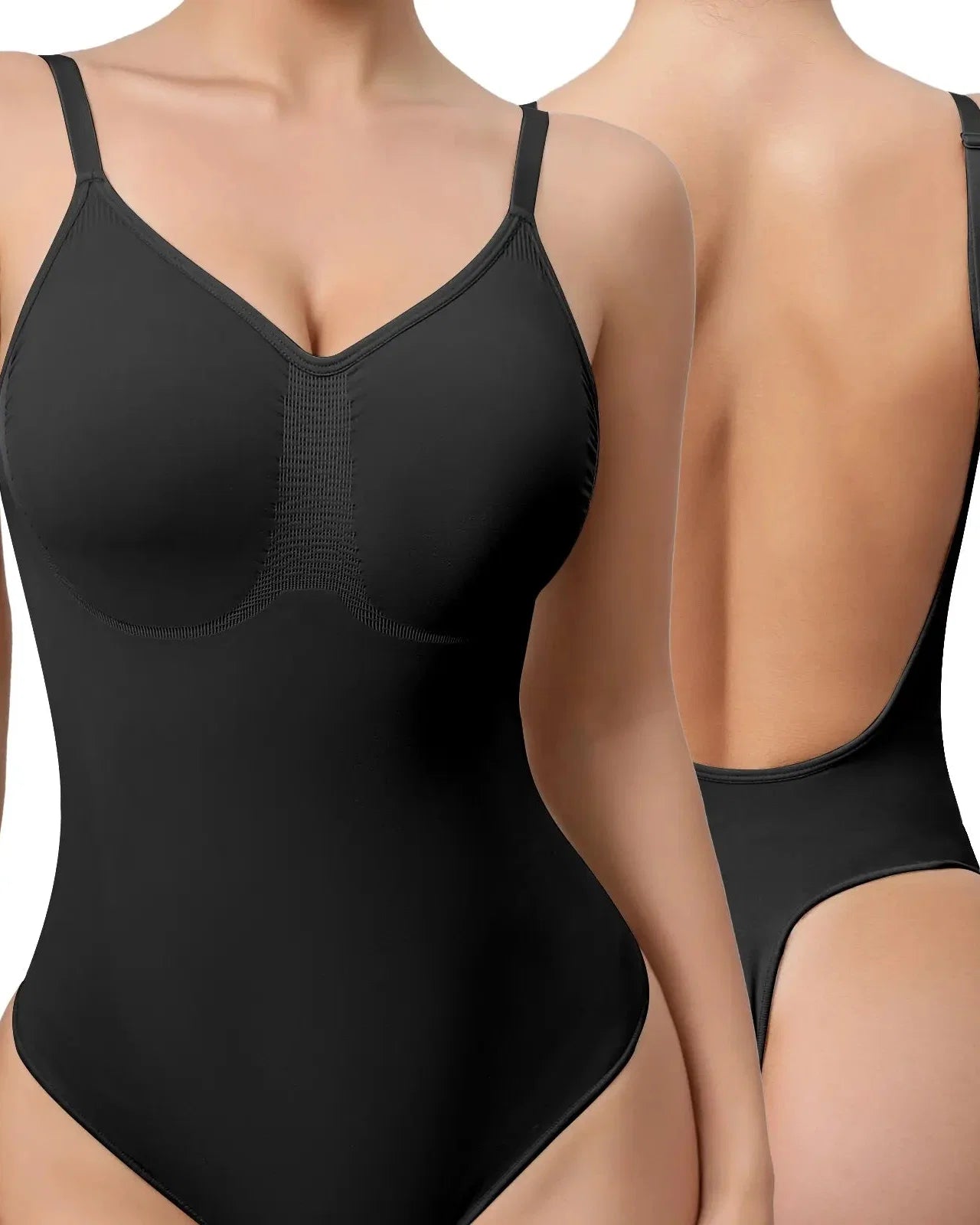 Seamless Open Back Bodysuit Shaper with Adjustable Straps and Smooth Fit
