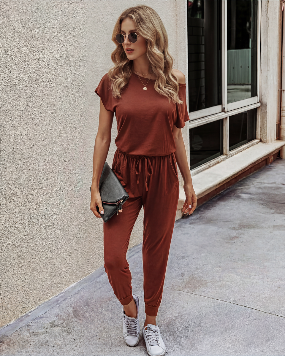 (S-3XL) Women's Plus Size Off Shoulder Stretchy Jumpsuit