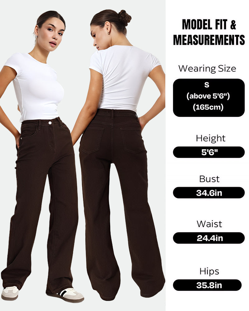 Minimalist High Waist Denim Stretch Wide Leg Jeans