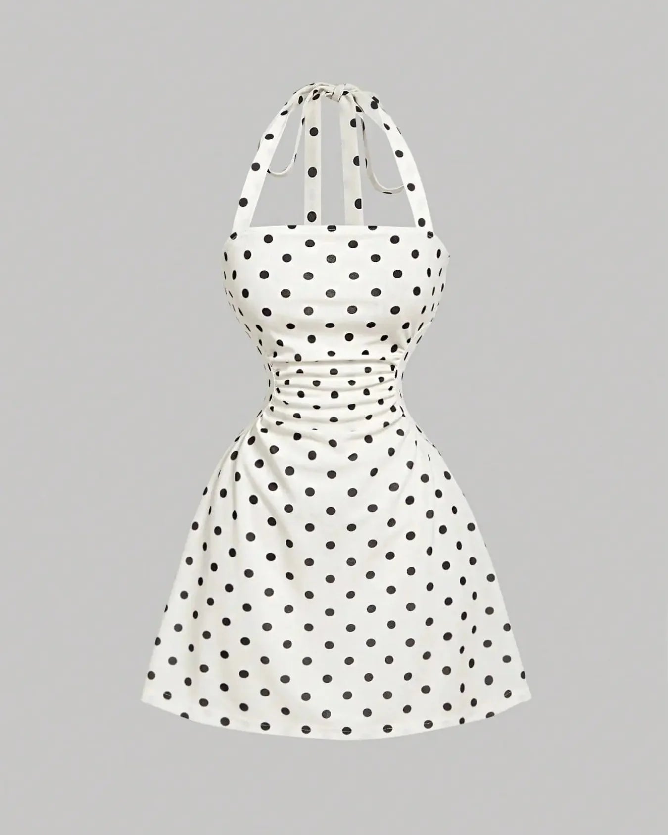 Women's Casual Chic Ruched Tie Back Halter Dress