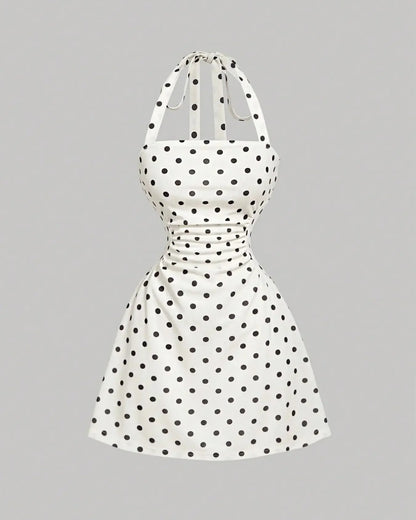 Women's Casual Chic Ruched Tie Back Halter Dress