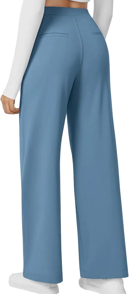 High Waisted Pocket Straight Leg Work Pants