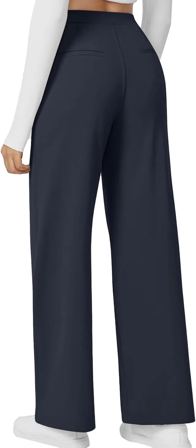 High Waisted Pocket Straight Leg Work Pants
